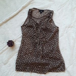 Sleeveless brown dot blouse sz s